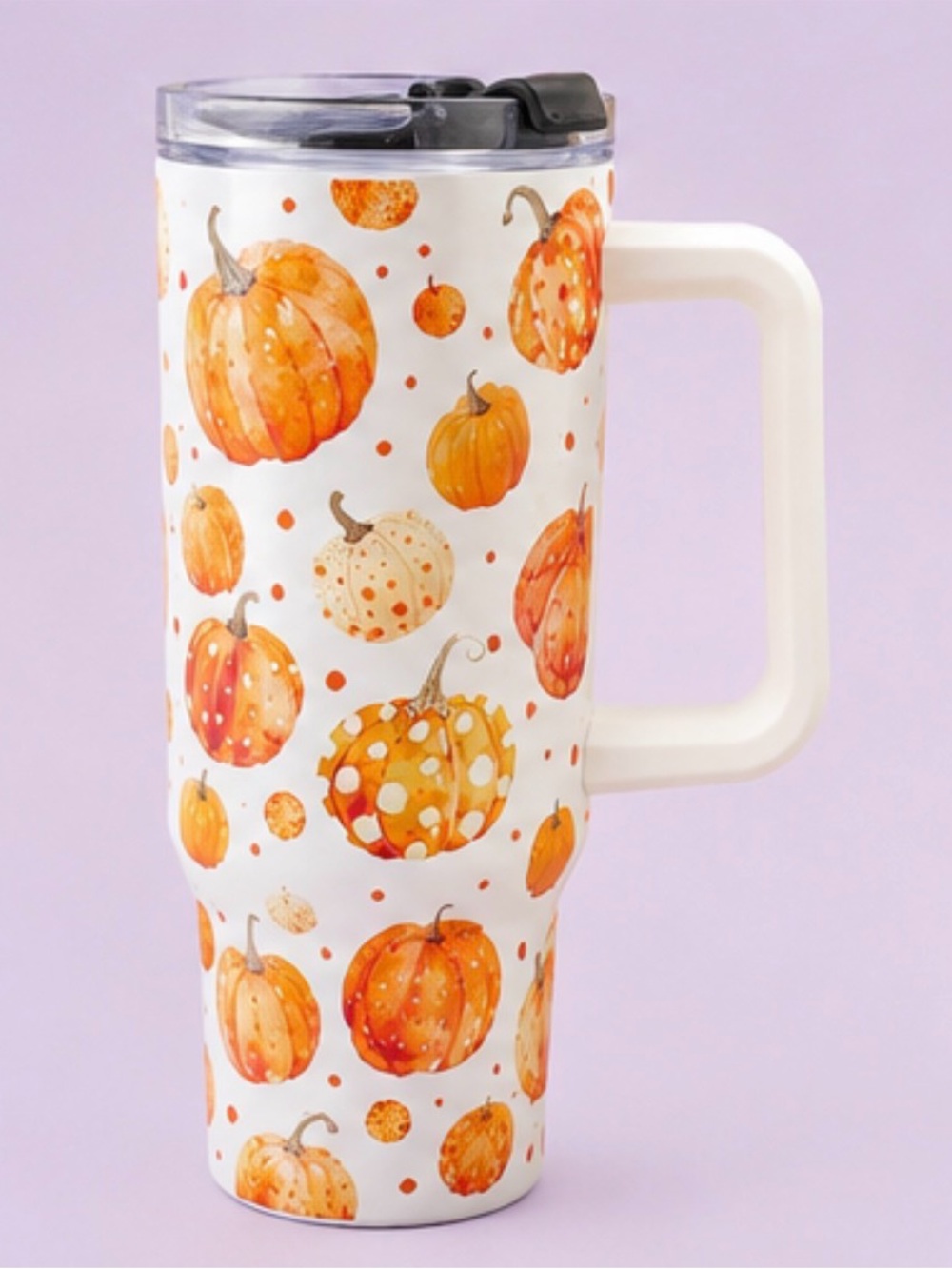 40oz Watercolor Pumpkin / Fall Season Insulated Stainless Steel Tumbler - Orange